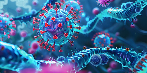 Human DNA Strands Intertwine Amidst Cellular, Viral, and Bacterial Marvels: A Journey into Medical Research
