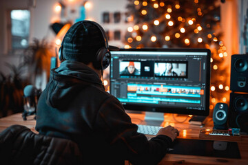 photo of a designer working on editing a photo on a computer in an office setting.