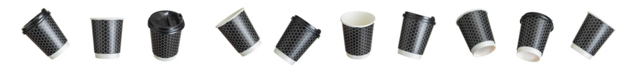 Set of mockup of coffee paper drinking cup on white background