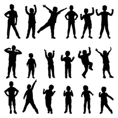Obraz premium Boy silhouette vector illustration set