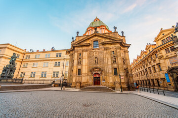Obraz premium View of the city of Prague with Old Town Bridge Tower on Charles bridge in Prague, Czech Republic.