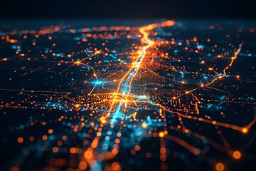 Digital map of California US Network Connection created with Generative AI