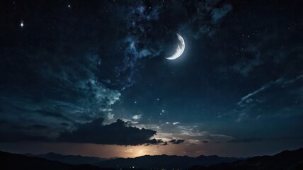 Fototapeta premium night sky with moon and stars 