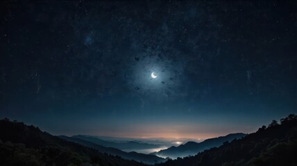 night sky with moon and stars	

