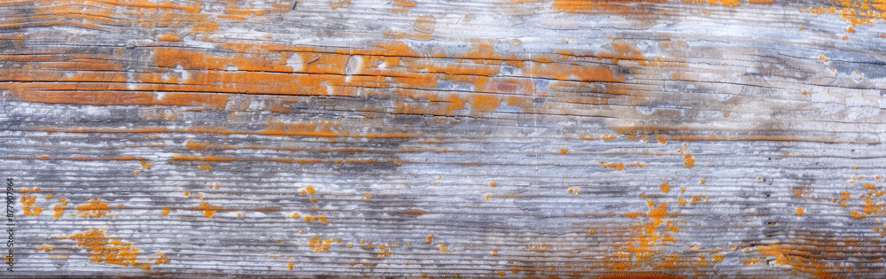 Canvas Prints Weathered Wooden Surface with Peeling Orange Paint