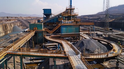 Fototapeta premium Industrial Extraction Plant with Conveyor Belts