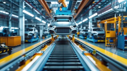 Fototapeta premium Modern Car Manufacturing Assembly Line