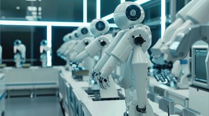 Advanced Robots in High-Tech Factory