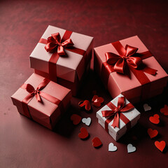 Obraz premium Valentine's Day background design with gift boxes.Generated Ai