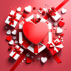 Valentine's Day background design with gift boxes.Generated Ai