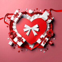 Valentine's Day background design with gift boxes.Generated Ai