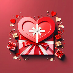 Valentine's Day background design with gift boxes.Generated Ai