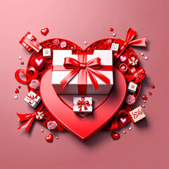 Valentine's Day background design with gift boxes.Generated Ai