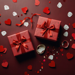 Valentine's Day background design with gift boxes.Generated Ai