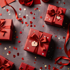 Valentine's Day background design with gift boxes.Generated Ai