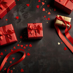 Valentine's Day background design with gift boxes.Generated Ai
