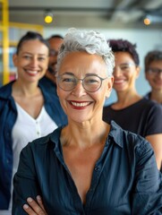 Fototapeta premium A group of women standing side by side, representing friendship and unity