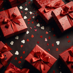 Valentine's Day background design with gift boxes.Generated Ai