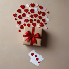 Valentine's Day background design with gift boxes.Generated Ai
