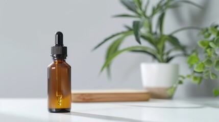 CBD oil bottle with dropper natural medicinal option with copy space
