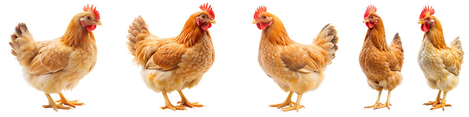 Fototapeta premium Brown chicken isolated on transparent background PNG file