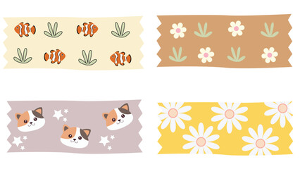 Washi Tape Set Collection, Craft or Scrapbook Decoration Element