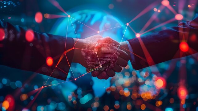 businessmen shaking hands,businessmen shaking hands doing business mergers and acquisitions joint venture concept background,generative ai