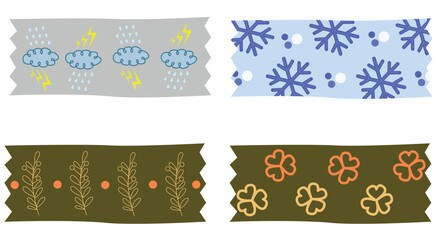 Washi Tape Set Collection, Craft or Scrapbook Decoration Element