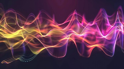 Vibrant Sound Waves Against Dark Background, Perfect for Music or Audio Visuals Generative AI