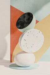 art painting poster for wall decoration, simple memphis design, architectural minimal style made from geometric shape.