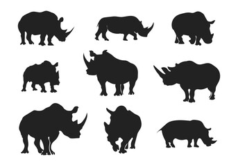 set of elephant animals silhouettes