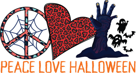 Peace Love Halloween, halloween T Shirt Design
