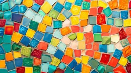 An abstract background with a mosaic of colorful tiles, creating a vibrant and playful pattern