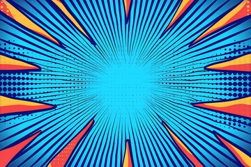 Fototapeta premium Exciting blue comic style background filled with energy and motion