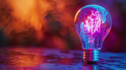 a colorful glowing idea bulb lamp, visualization of brainstorming and creative thinking, smooth looping time lapse video animation background