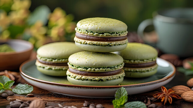 Superbe photo de macarons de couleurs
