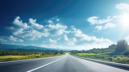 Fototapeta premium Open Highway to Serene Landscapes