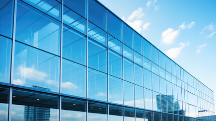 Modern Corporate Glass Building under Blue Sky