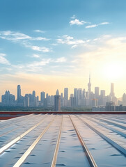 Urban Renewable Energy: Solar Panels and Skyline