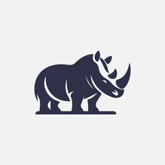 A powerful rhino icon in vector style, embodying strength and resilience. Perfect for brands seeking a bold and impactful identity in various industries like conservation, sports, or technology.