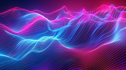 Vibrant Neon Waves for Modern Wall Decor Generative AI