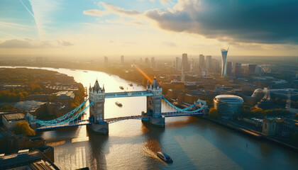 Fototapeta premium Tower Bridge at Sunrise Over River Thames