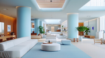 Fototapeta premium Blue ornament spa facility accommodation for comfort in lifestyle hotel