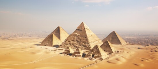 Majestic Giza Pyramids Landscape in Golden Desert