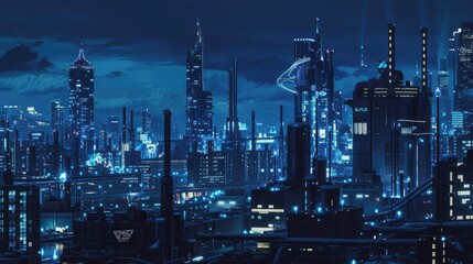 Fototapeta premium Futuristic Metropolis Skyline with Nighttime Glow