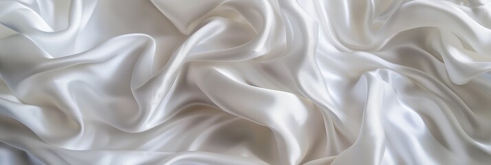 Obraz premium Elegant White Satin Fabric Draping Background