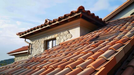 Scenic View of Tile Roof in Sunlight