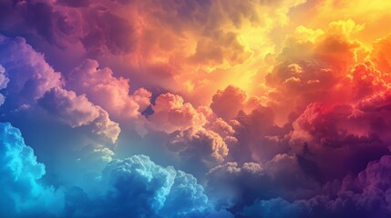 Fototapeta premium A vibrant sunset sky filled with fluffy clouds