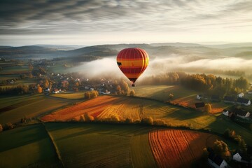 Obraz premium Scenic Hot Air Balloon Ride Over Countryside
