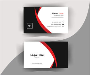 Clean Corporate Business Card Layout with red black colors ,Flat design vector abstract creative - Vector